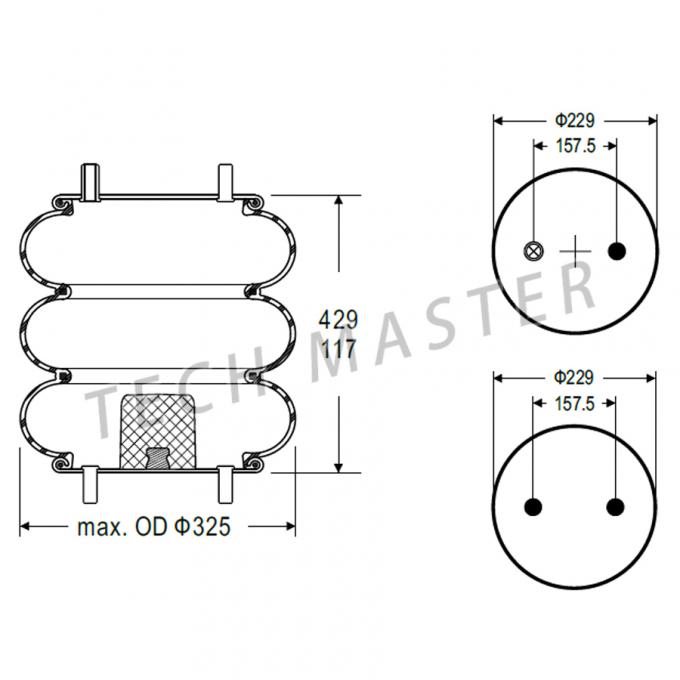 Firestone 3B32029 Industrial Air Spring For Triple Rubber Air Spring
