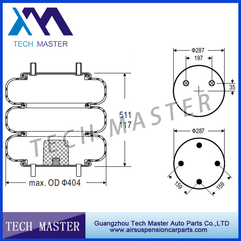 Trailer Firestone W01-358-7846 Air Lifting Bag Triple Convoluted Air Spring Industrial Air Bellow